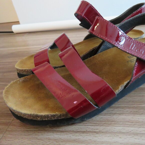 NAOT Kayla Cherry Red Patent Leather Slingback Comfort Sandals - Size US 8 - 8.5 - Picture 9 of 15